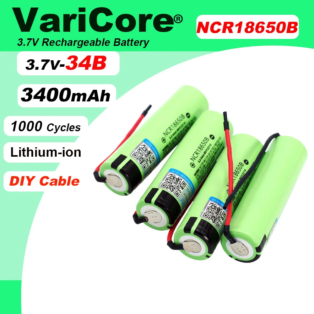 

VariCore, новый оригинальный NCR18650B 3,7 В 3400 мАч 18650, литий-ионная аккумуляторная батарея, сварочный кабель из силикагеля, сделай сам