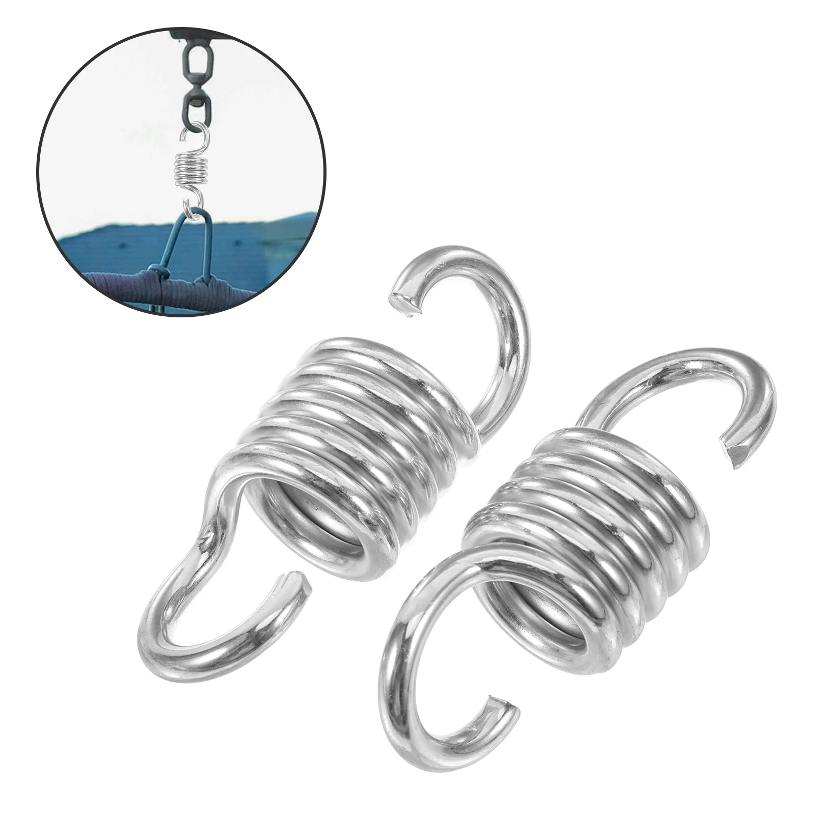 

2Pcs Swing Suspension Springs Heavy Duty Hook Kit for Hammock Chair Porch Swing Patio Hanging Parts Galvanized Secure Rocking