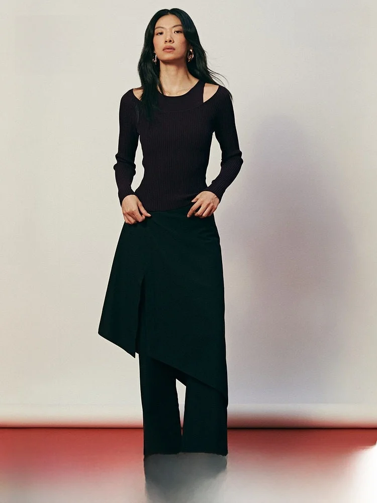 

H&M Women's Knitted Sweater New Year's Ribbed Knit Base Layer irt Casual Slim Fit Polyester Viscose Comfortable Sweatirt