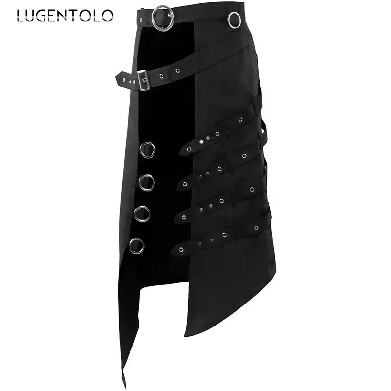 Men Rock Punk Skirt Dark Black Steam Gothic Asymmetrical Ring Party Women New Casual Vintage Fashion Trend Skirts