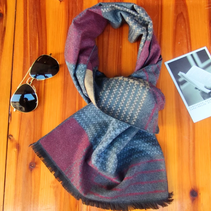 Winter Warme Sjaal Mannen Designer Geruite Kasjmier Sjaals Luxe Merk Casual Kwastje Wrap Man Business Tartan Sjaals Pashmina