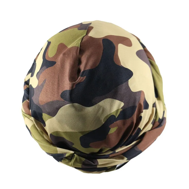 Camouflage Halo Turban for Men Satin Lined Turbans Soft Twist Head Wrap Silky Lined Durags Street Hip Hop Male Bonnet Hat