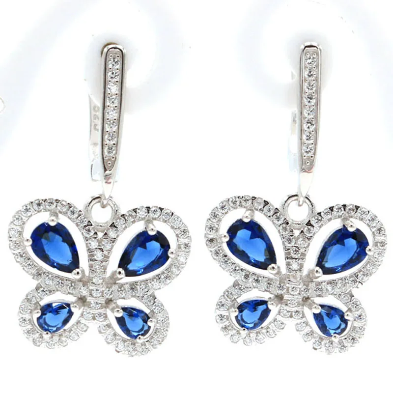 

Серьги из твердого серебра 925 пробы, 30x18 мм, 6 г, настоящий красный рубин, лондонский синий топаз, турмалин, танзанит, настоящий синий сапфир, CZ для женщин