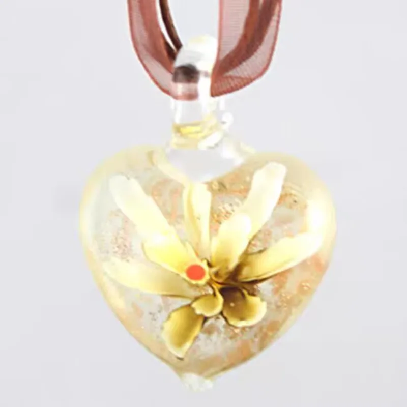 2  Styles New Handmade Murano Lampwork Glass Heart  Flower Pendant Fit Necklace Jewelry Gifts