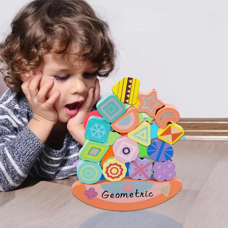 Brinquedos empilháveis equilibrados com corda, Brinquedo educativo matemática para crianças pré-escolares, durável, colorido, madeira, blocos empilháveis, jogo de equilíbrio