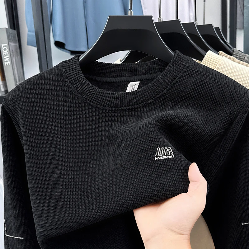 

Heavyweight Fleece Sweater for Men, Simple and Warm Round-neck Pullover for Autumn and Winter, Knitted Base Shirt for Teenagers