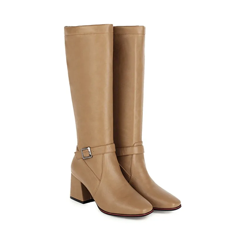 Oversize Large size Big size womens fashion boots Square toes Thick Heel boots female women shoes Comfortable