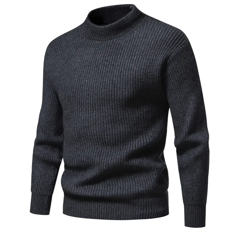 

Men's Half High Neck Knit 2023 Autumn/Winter Simple Fashion Pullover Solid Color Large Underlay Casual Sweater