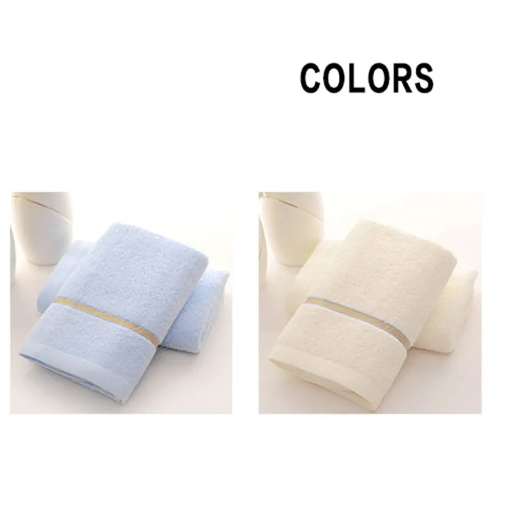 2Pcs Bathroom Blanket Supplies 33x73cm Cotton Stripe Bath Towel Thickened Cartoon Face Towel Comfortable Simple Hand Towel Kid