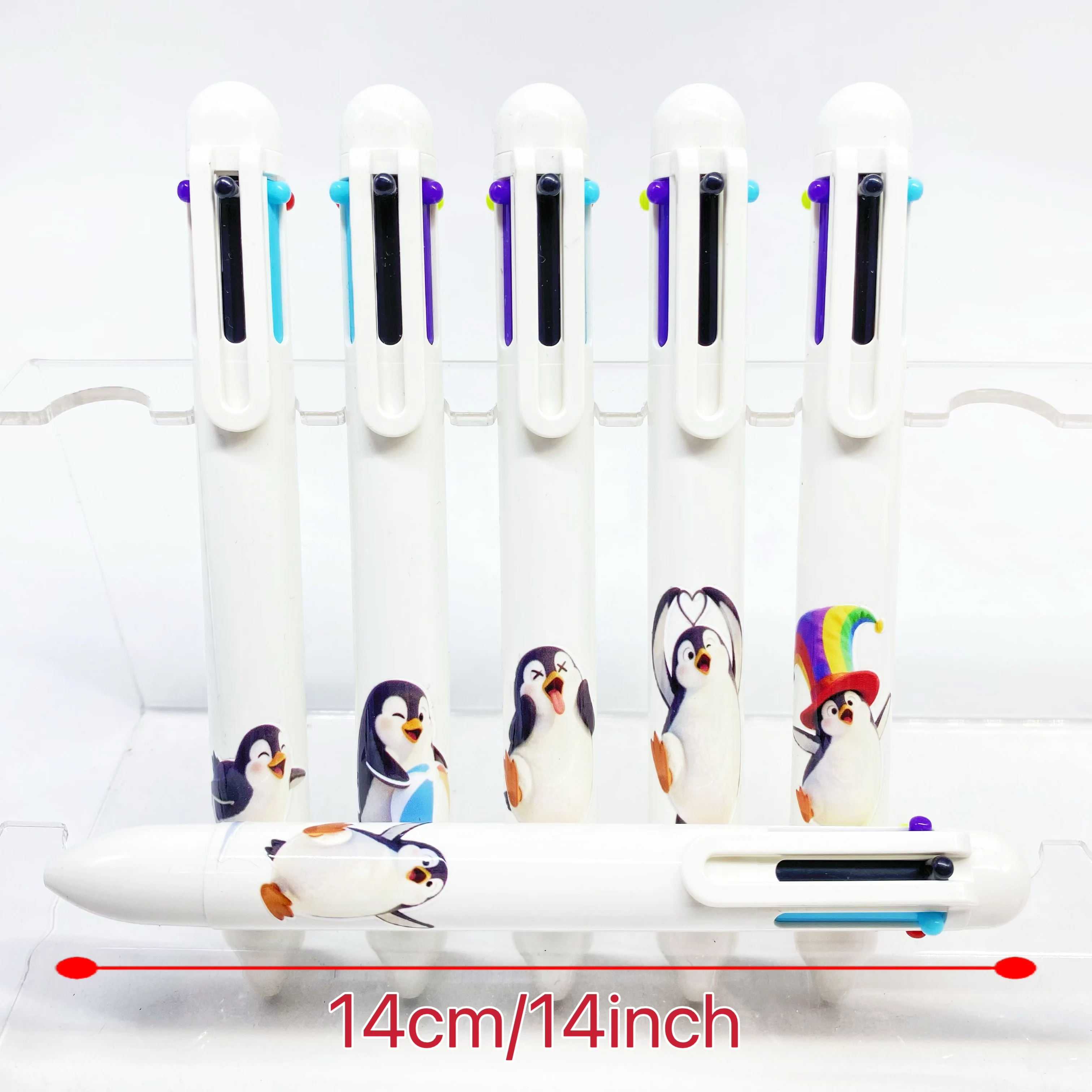 Trendy Penguin 6PCS/8PCS White Set Multicolor Ballpoint Pens Creative Student Writing Pens Office Supplies Practical Goodies