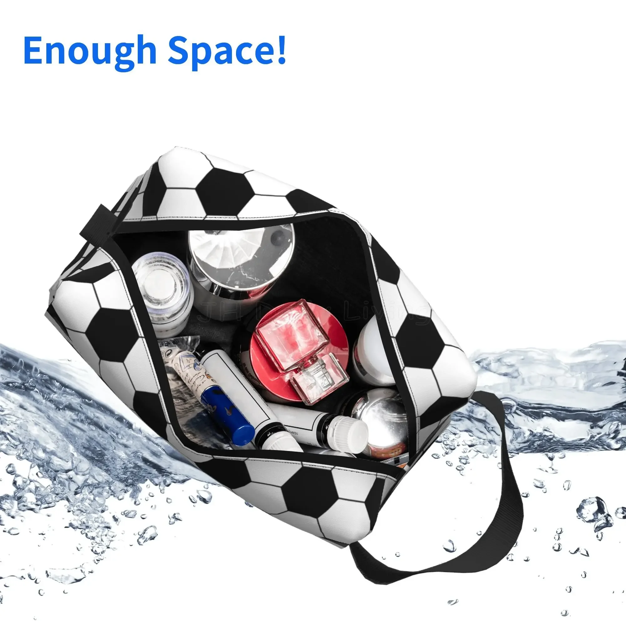 Soccer Ball Large Capacity Travel Storage Bags Football Cosmetic Bag for Women Men Waterproof Makeup Bag with Handle Strap