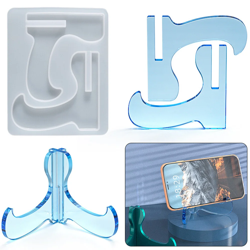 3 Pcs Bracket Epoxy Mold Silicone DIY Tools Phone Stand Casting Holder Desktop Bookshelf Storage Holders