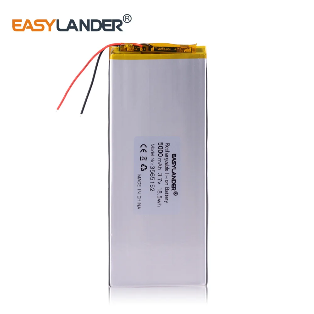 ion li - battery 3- wire 3.7V 5000mAh 3565152 Polymer lithium ion / Li-ion battery for tablet pc POWER BANK pipo  3564150