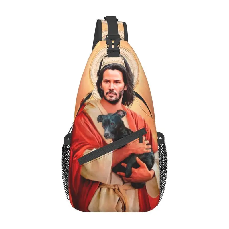 Niestandardowy Jesus Saint Meme Keanu Reeves torba ze sznurkiem dla mężczyzn fajny Crossbody na ramię plecak rowerowy plecak kempingowy