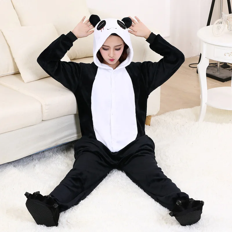 Adults Kigurumi Cartoon Onesies Warm Animal Pajamas Sets Sleepwear Kids Hooded Pyjamas Women Men Winter Unisex Cosplay Jumpsuits