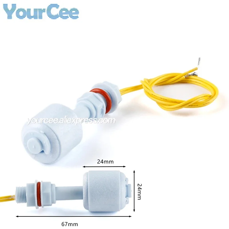 2pcs/1pc 52mm PP Float Switch Liquid Level Sensor Plastic Water Level Switch Horizontal Float Switch Down