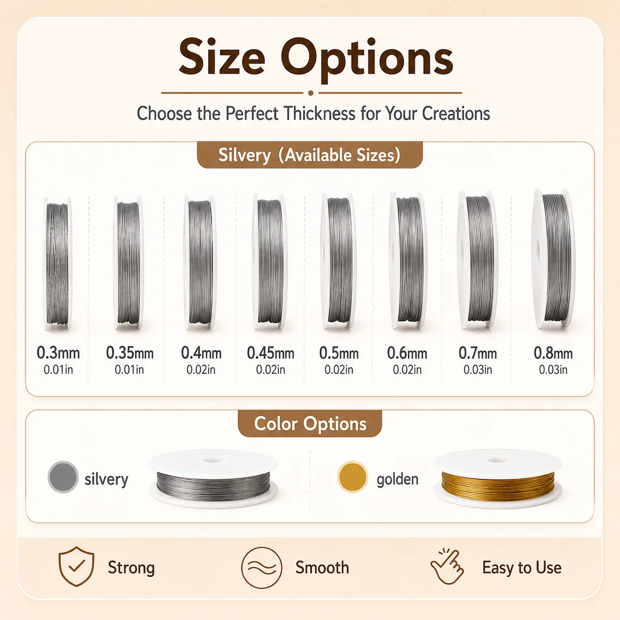 0.35–0.8 mm Stainless Steel Wi - Jewelry Making Gold Wire ulasan dan harga