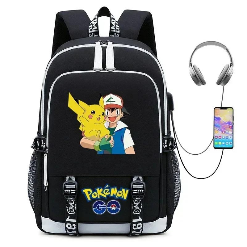 Pokémon Charizard Backpack Pokemon  Pikachu USB School Bag Cartoon Cute Children\'s SchoolBag TravelBag Birthday Gift