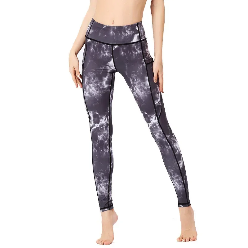 Hot Sale Women Printed Slim Fit Elastic Leggings with Pockets Outdoor Fitness Casual High Waist Pant Gym Dancing Leggings 7Z