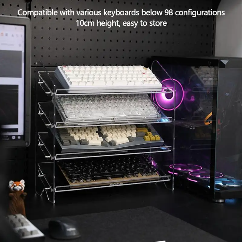 3-5 Tiers Acrylic Display Stand Clear Keyboard Mouse Storage Rack Cupcake Perfume Doll Figures Organizer Acrylic Shelf holder