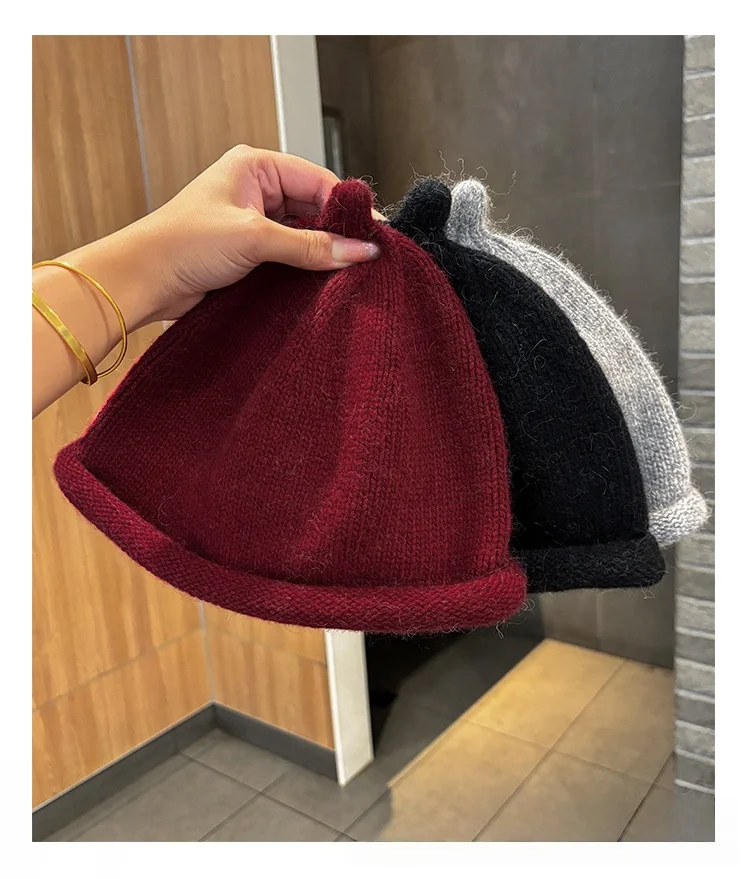 

Милая и теплая вязаная шапка-бини для осени/зимы, уникальный дизайн, женская вязаная шапка, повседневная и универсальная шапка-бини