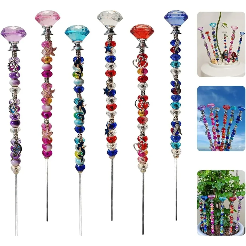 

140Pcs DIY Garden Stakes Decorative Beadable Items for Different Festivals Fairy Wand Beaded Garden Stakes Kit Fairy Garden Acce
