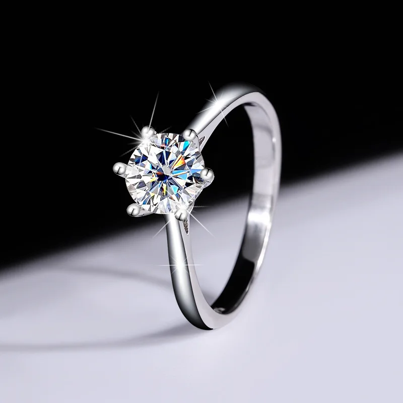 

S925 sterling silver moissanite ring ladies classic six claw wedding proposal ring party Valentine's Day exquisite gift