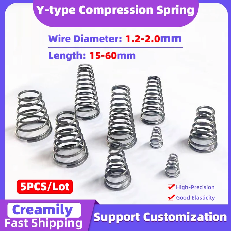 

Creamily 5PCS/Lot Tower Springs Conical Cone Compression Spring Taper Pressure Spring Wire Diameter 1.2mm-2.0mm Length 15-60mm