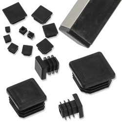 10pcs Square Plastic Black Blanking End Cap Tube Pipe Insert Plug Bung 15x15~60x60mm