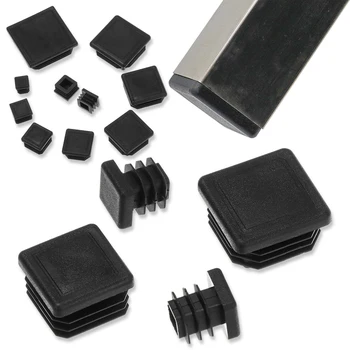 10pcs Square Plastic Black Blanking End Cap Tube Pipe Insert...