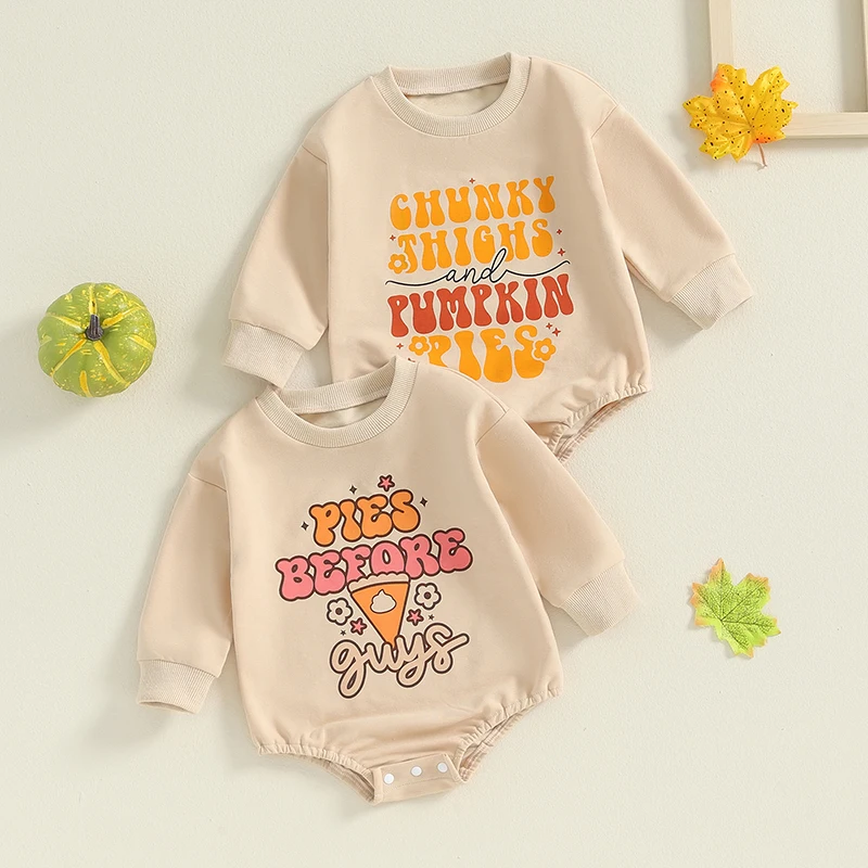 2024-06-11 Lioraitiin 0-18M Baby Halloween Sweatshirt Romper Casual Letter Print Long Sleeve Jumpsuit for Girl Boy Cute Clothes