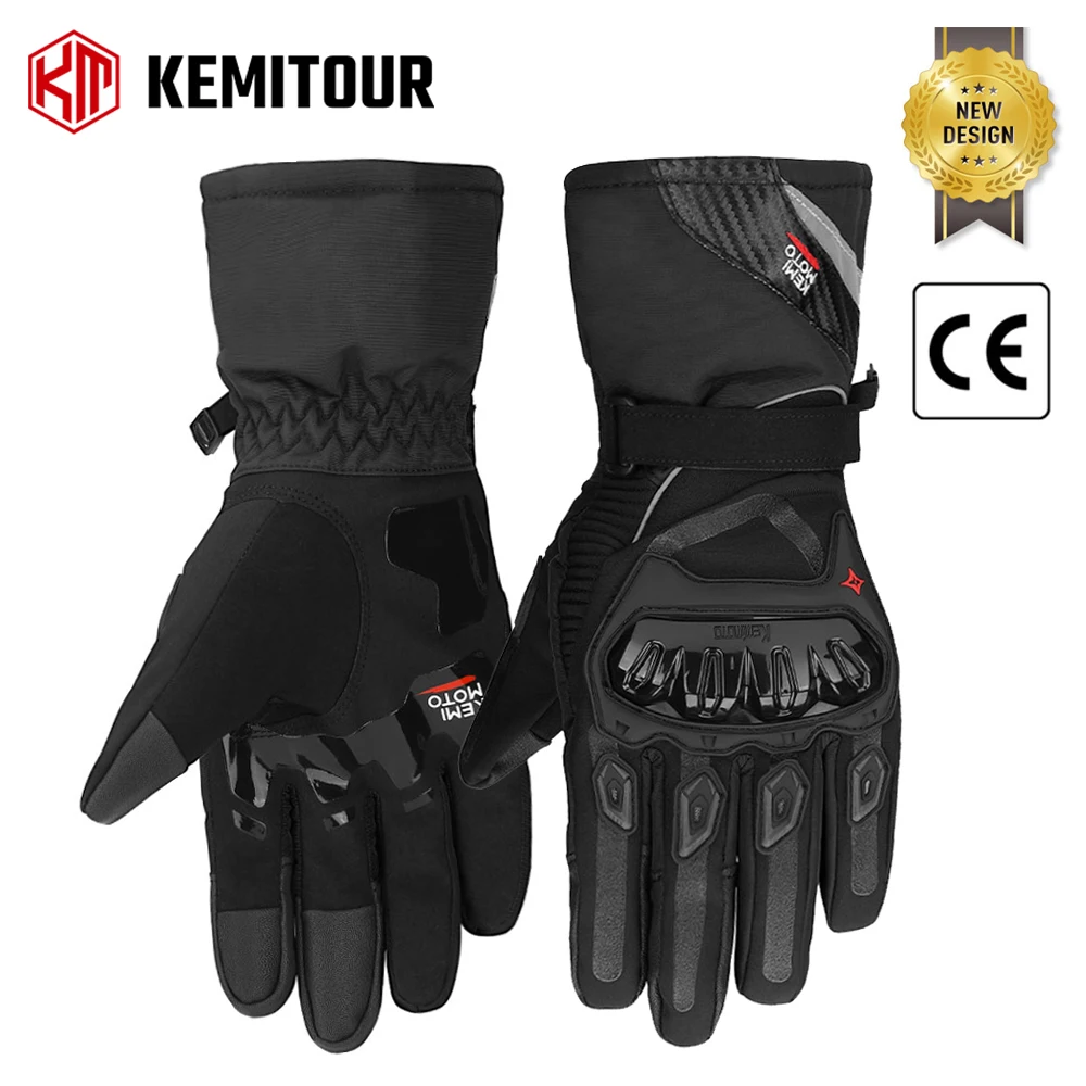 

KEMITOUR Winter Motorcycle Gloves CE Touch Screen Motorcross Waterproof Windproof Protective Gloves Men Guantes Moto Luvas