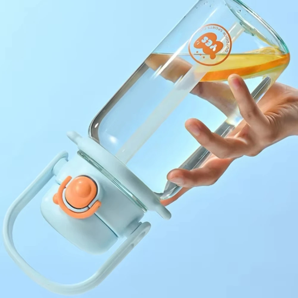 ABLK-botella de agua de gran capacidad con pajita para estudiantes, vaso de plástico breve sellado a prueba de fugas con tapa, artículos para beber para niños, 1000ML