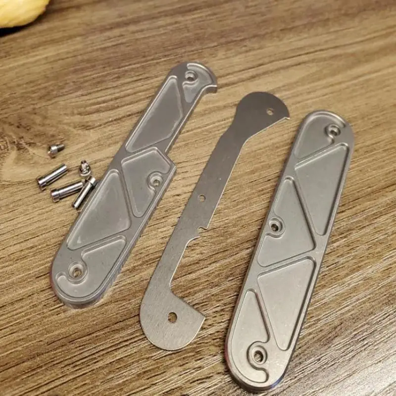 

EDC Titanium Alloy notched Handle, DIY Patch, Victorinox Swiss Army Knife, Outdoor Tool, 91mm, New