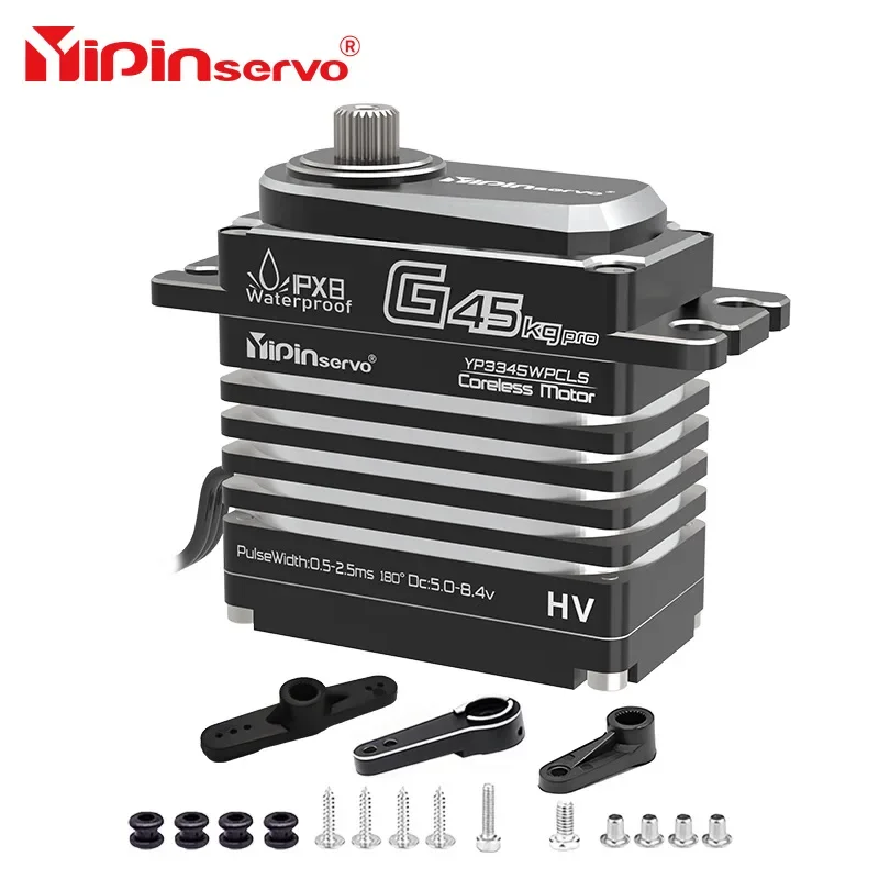 

Yipinservo G45kg Pro High Torque Coreless Digital Servo, IPX8 Waterproof HV 8.4V, All Metal Gear Steering Servo for 1/5 RC Car