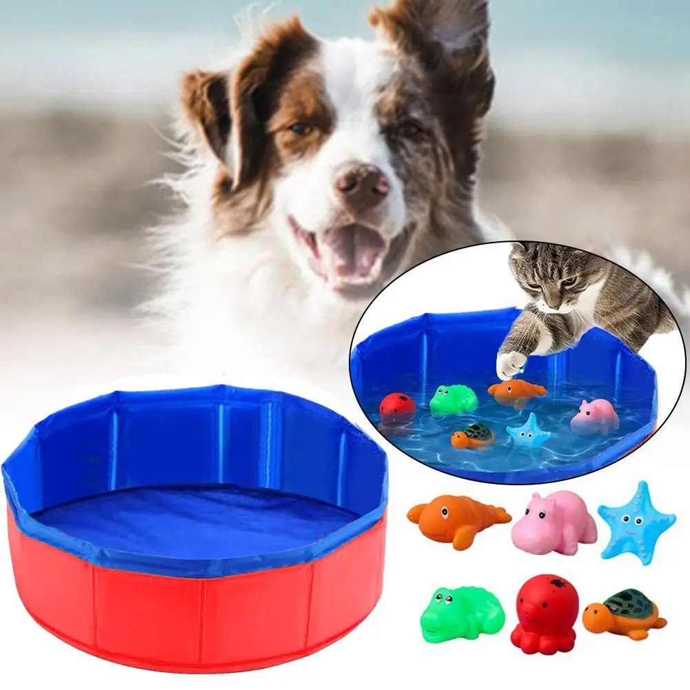 Pvc Pet Bath Tub Large/small Dog Mobile Folding Swimming Pool Cat Sand Pool Cleaning Supplies   Summer Cool Pet Accessories