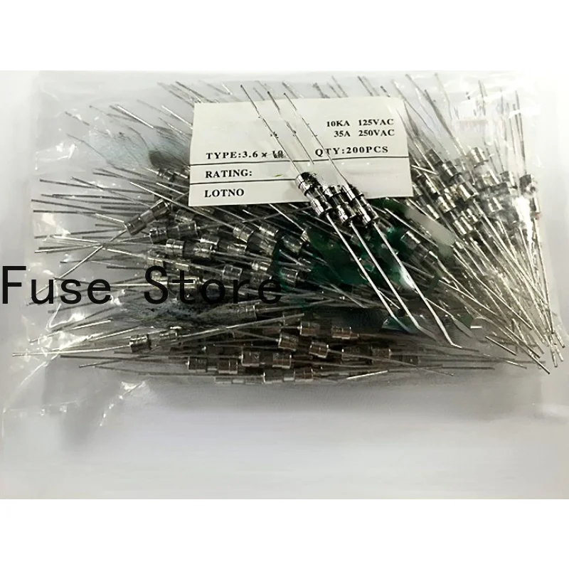 Tubo fusible de 10 piezas, 3,6x10mm, 3.15A, 4A, 5A, 6.3A, 7A, 250V, doble tapa con Pin de plomo