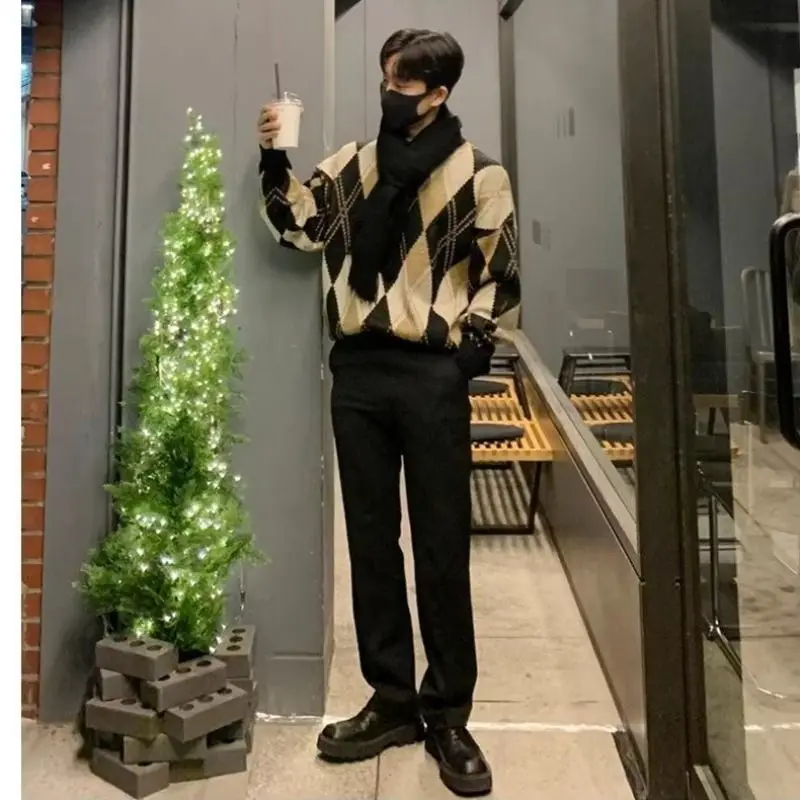 

Sli круглый вязаный свитер Ne, мужской модный базовый слой, осень-зима, повседневный свободный крой, теплый полиэфирное волокно