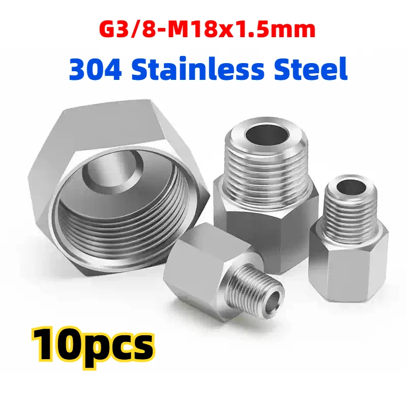 10pcs-g3-8-m18x15mm-304-stainless-steel-pipe-fitting-connector-adapter-female-turn-to-male-for-pressure-gauge