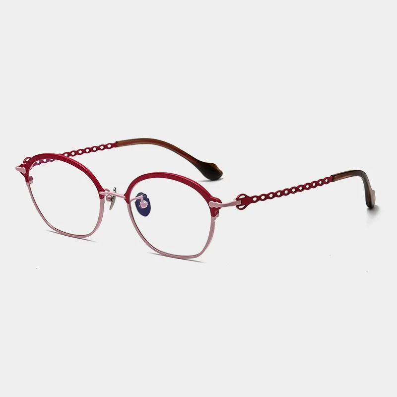 New Color Contrast Pure Titanium Frame Women's Hollow Design Light Optical Reading Men's Prescription Glasses Personality