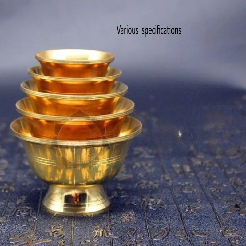 

1 шт., золотая домашняя миска для питья из чистой меди, латунь, благоприятная тибетская чашка для святой воды, чашка для чая, креативный декоративный буддийский подарок