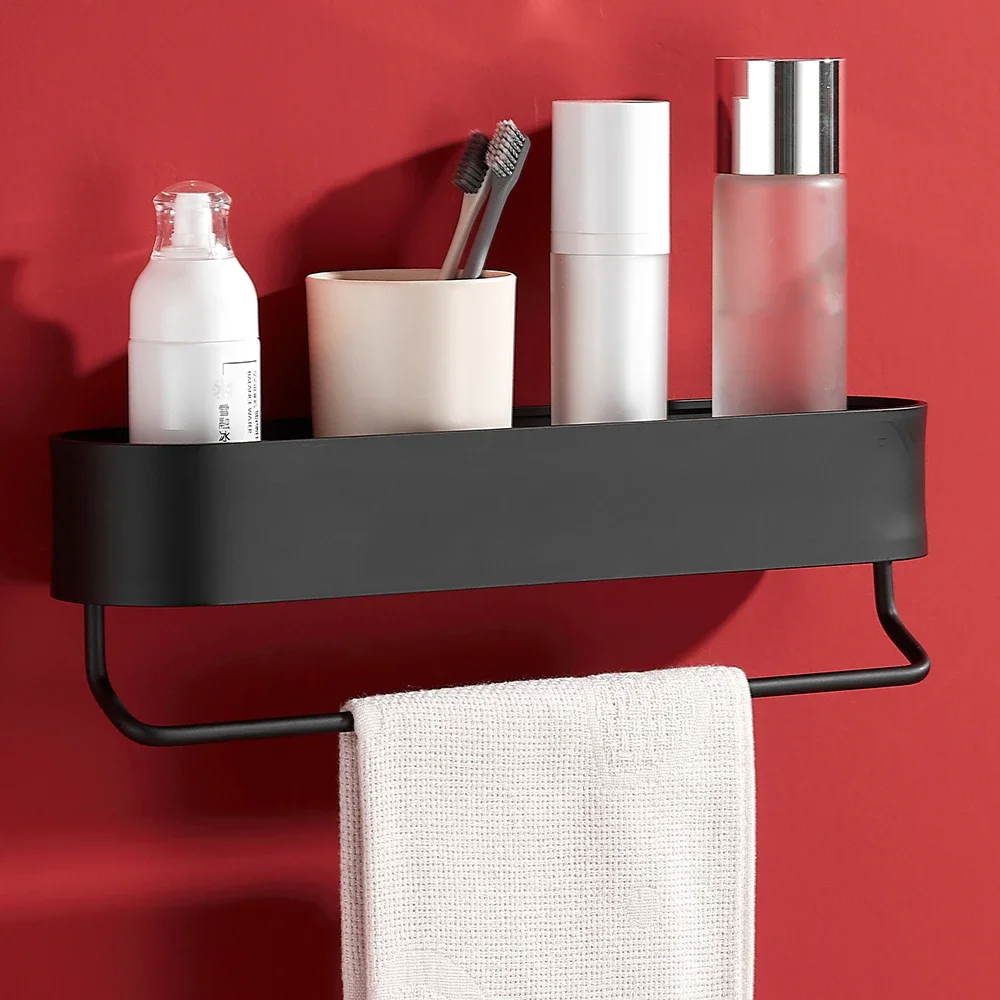 

Contemporary Minimalist Design Bathroom Decoration Accessories Aluminum Alloy Anodizing Bathroom Shelves Perforated Installation