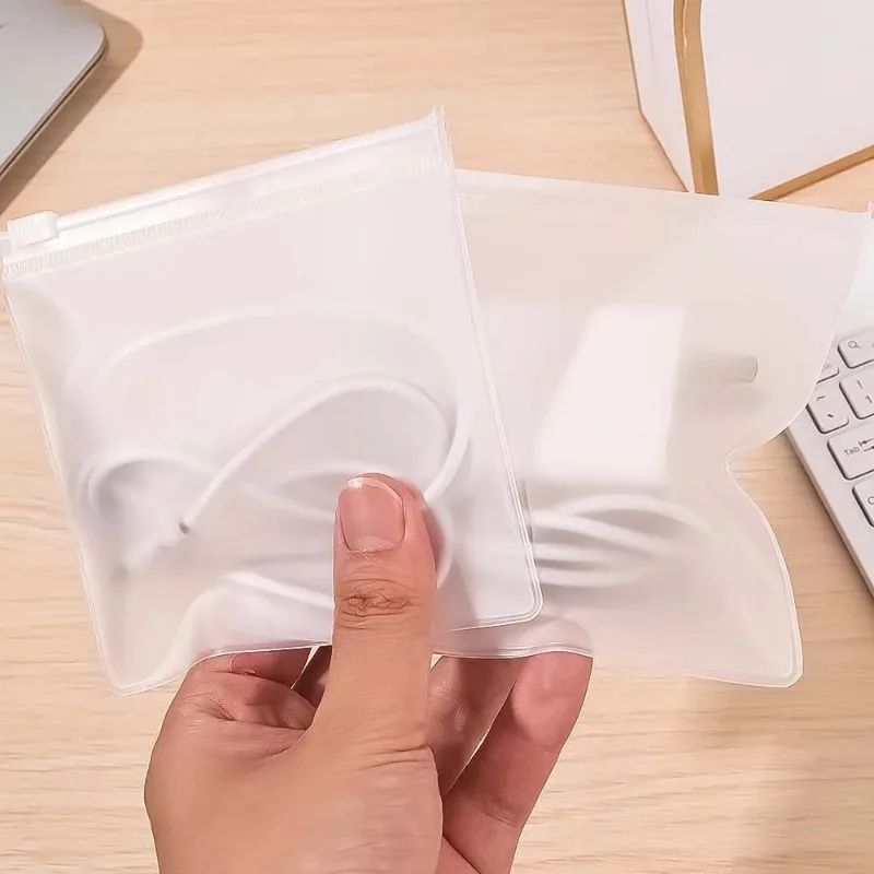 透明なPVCポーチ,充電器付き収納バッグ,データケーブル,防水オーガナイザーバッグ,再利用可能なポケット,つや消しマット,10-1個