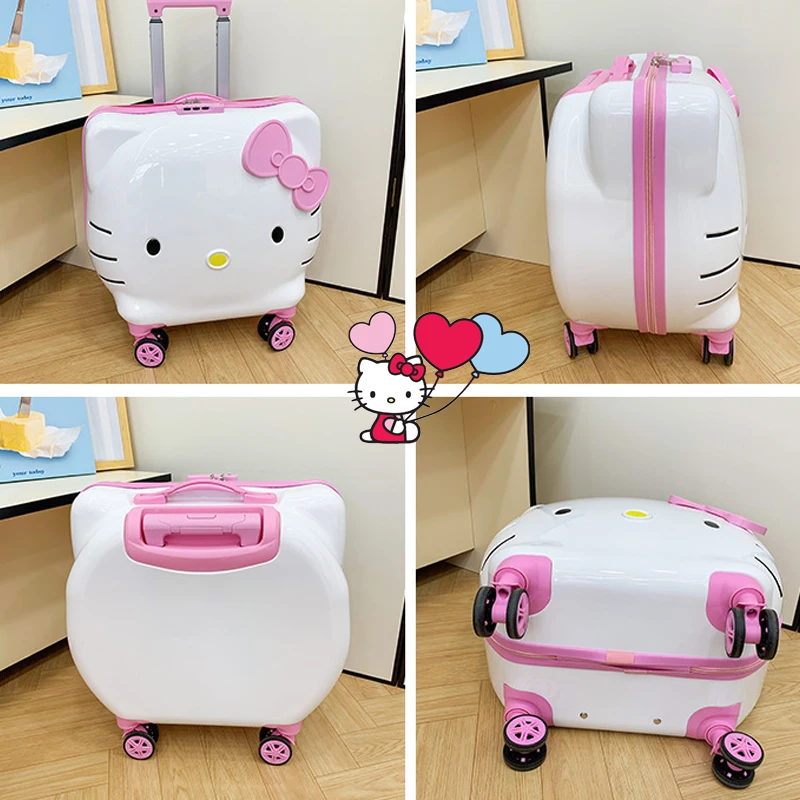 Hellokittys crianças mala moda dos desenhos animados bonito trole caso universal roda senha bloqueio grande capacidade versátil mala
