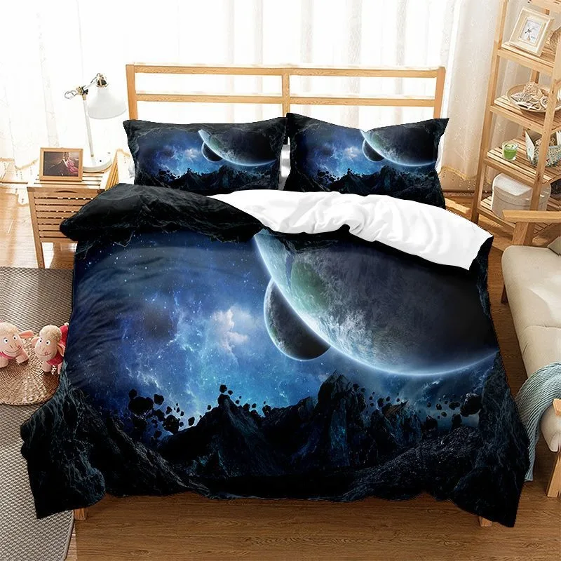 Space Galaxy Bedding Sets For Kids, 3D Print, Bed Room Set, 200x200,Luxury Comforter,Single,Double Duvet Cover Set For King Size
