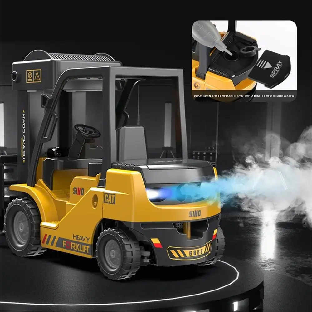 Creative Remote Control Forklift Spray Function Simulation Engineering Vehicle 11 Way Light Music Children's Crane Toys