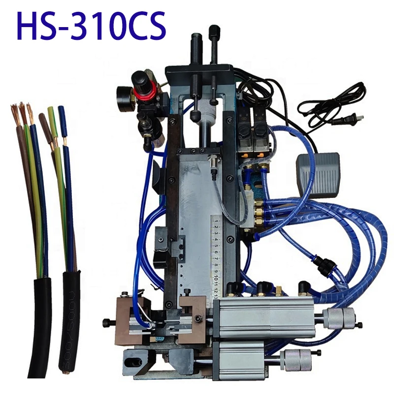 

HS-310CS Pneumatic Wire Peeling Machine - inner core & outside jacket Cable Stripping Machine Max Cable O.D : 10mm