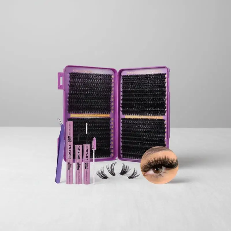 

Lash Clusters Kit DIY Lash Extension Kit Large Capacity D Curl With Lash Bond And Seal And Eyelash Tweezers Makeup