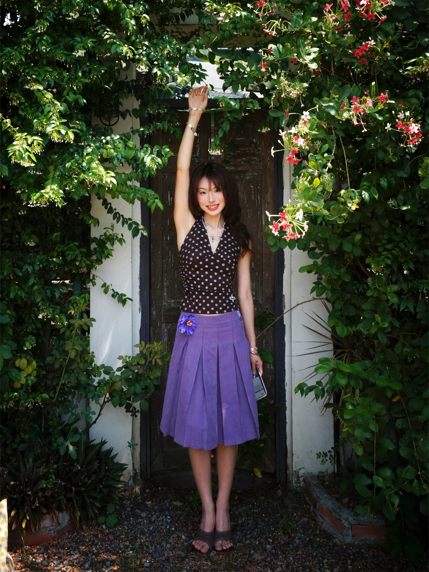 

Женская летняя плиссированная юбка миди А-силуэта Young Stage с вышивкой в стиле ретро, модная, с высокой талией, из полиэстера