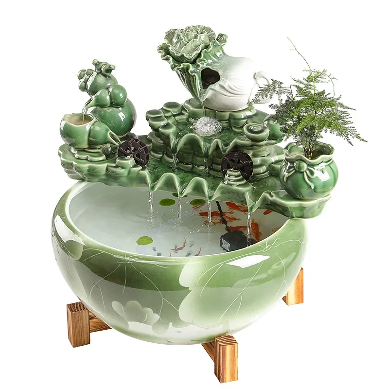 Fish tank, flowing water ornament, fountain household small goldfish tank, large fish basin, living room humidification decorati